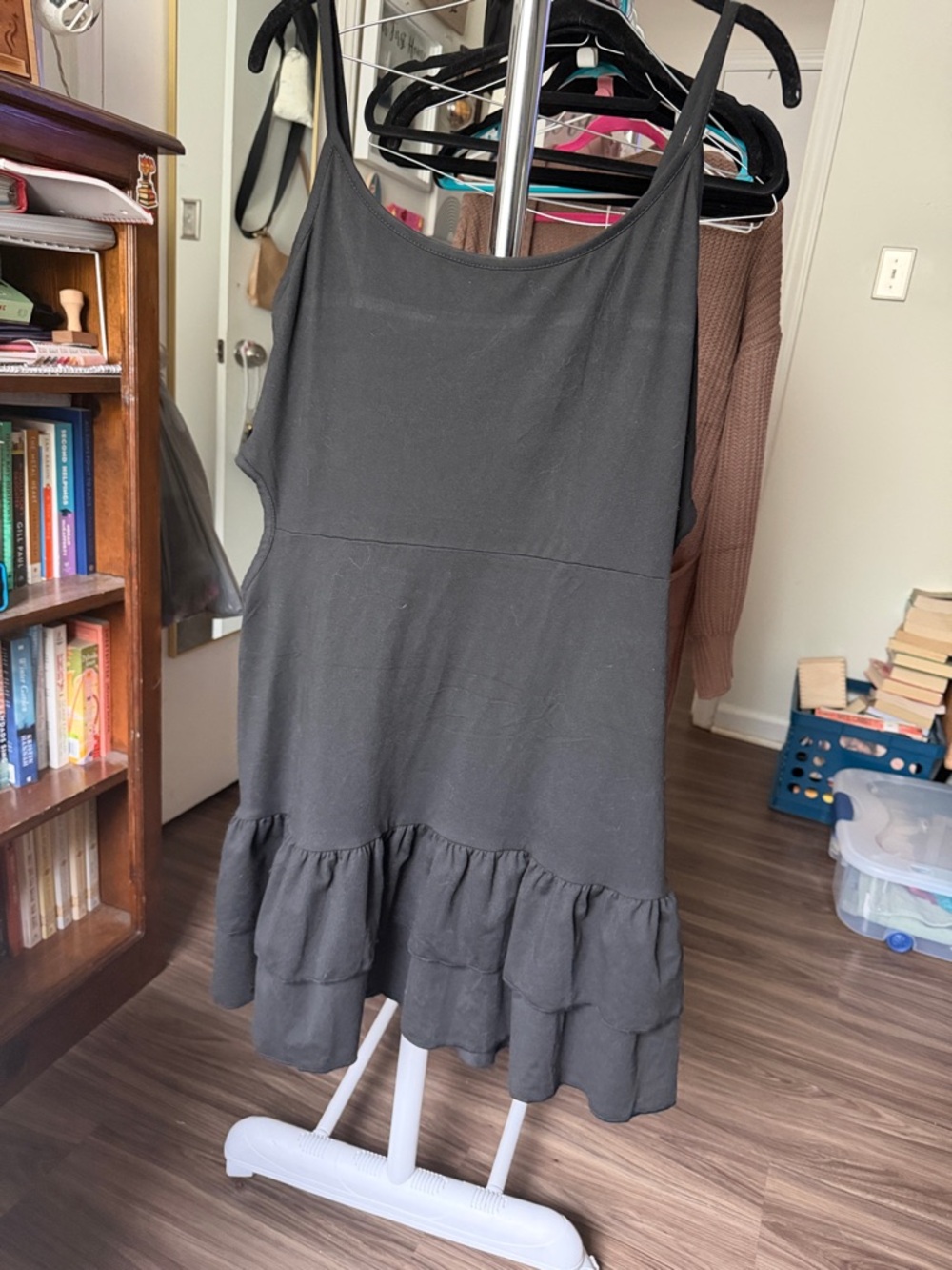 SHEIN Black Tiered Ruffle Mini Dress